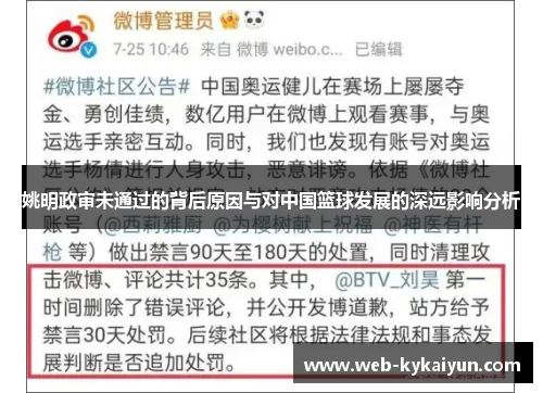 姚明政审未通过的背后原因与对中国篮球发展的深远影响分析